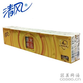 清风 B64C4C1/B64CJ 4层12包迷你型纸手帕 金装 8张/包 金